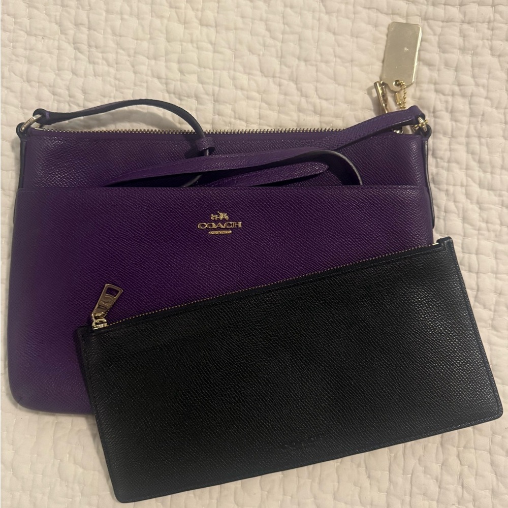 Coach Purple and Black Clutch Set